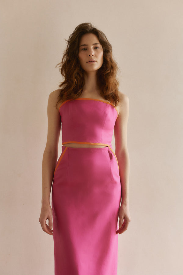 Linen skirt pink