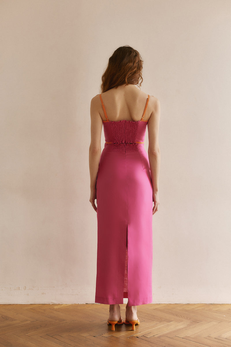 Linen skirt pink