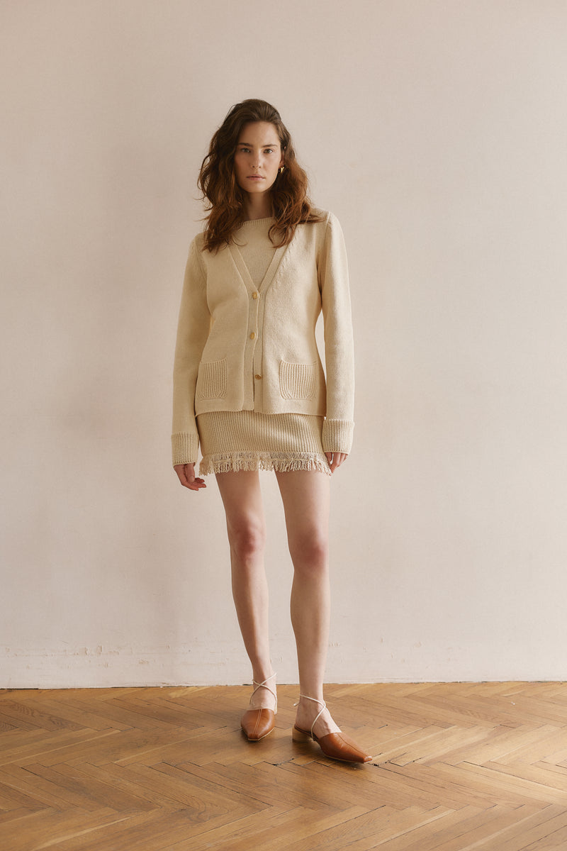 Cotton cardigan milky
