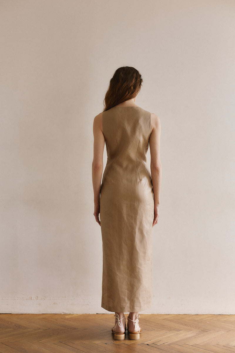 Linen dress beige