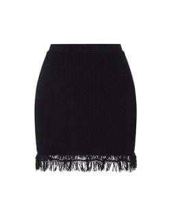 Cotton skirt with fringe black