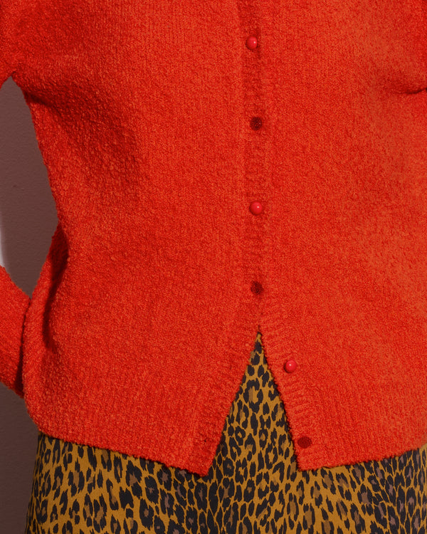 Cotton cardigan - Red Orange