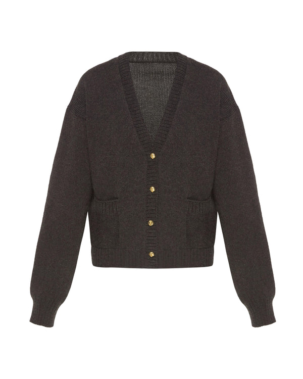 Wool cardigan - Brown Melange