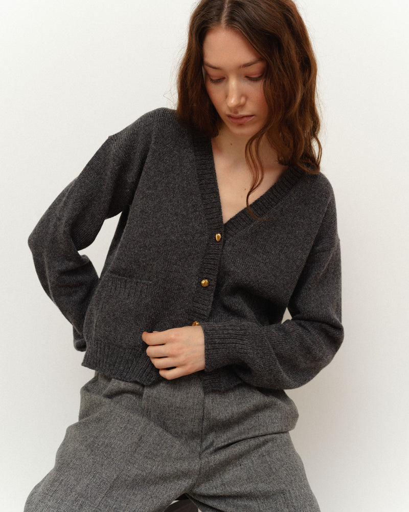 Wool cardigan - Grey Melange