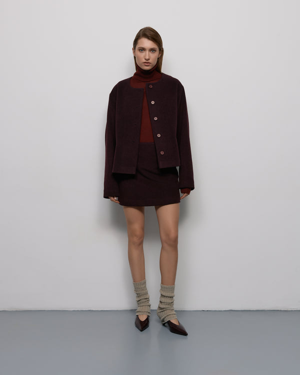 Wool mini skirt - Burgundy