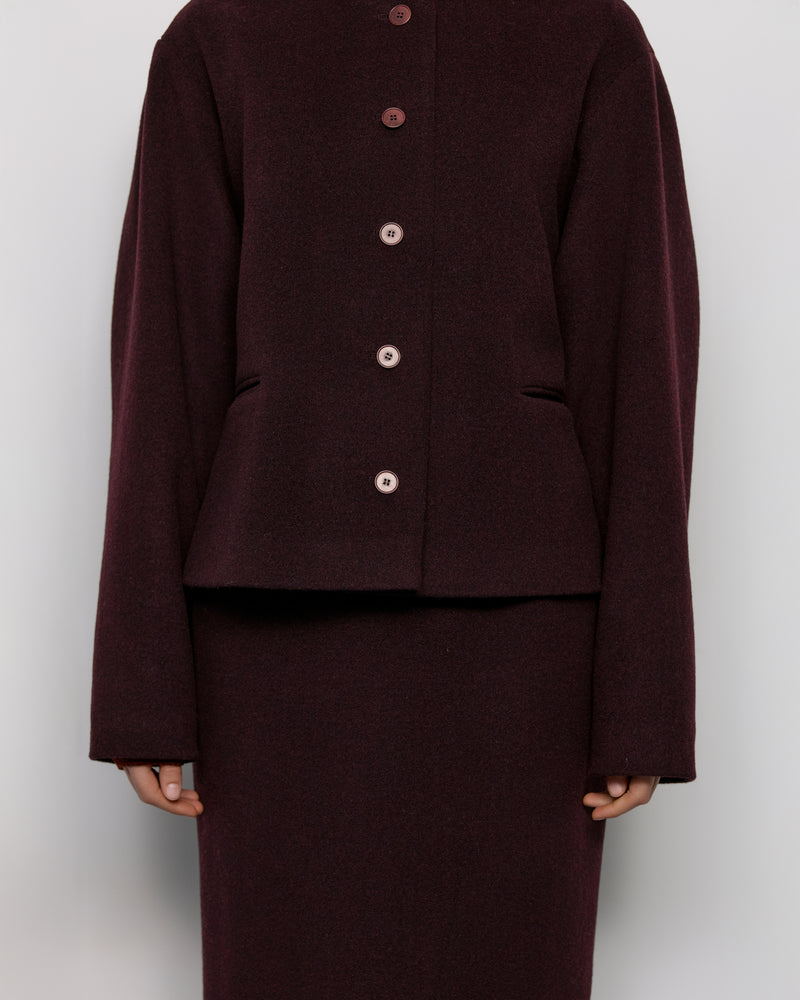 Wool short coat - Burgundy
