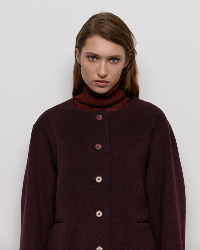 Wool short coat - Burgundy