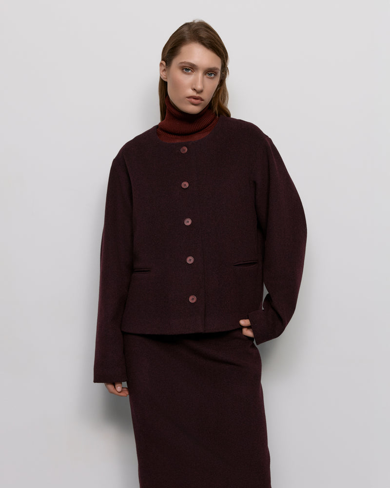 Wool short coat - Burgundy