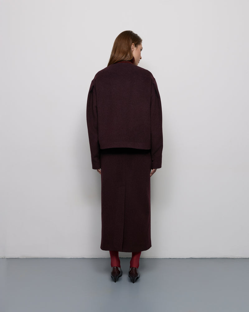Wool short coat - Burgundy