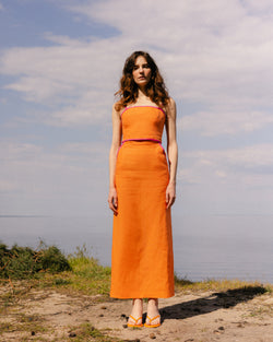 Linen skirt orange