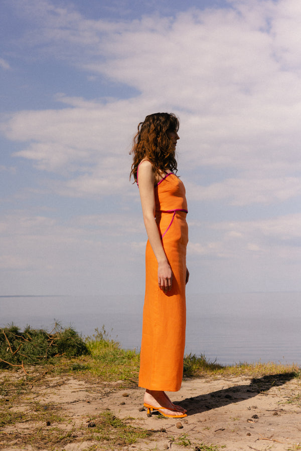 Linen skirt orange