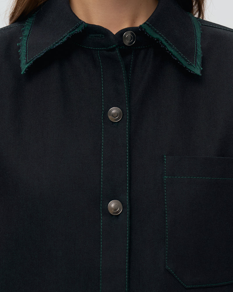 Oversized Denim Shirt - Green