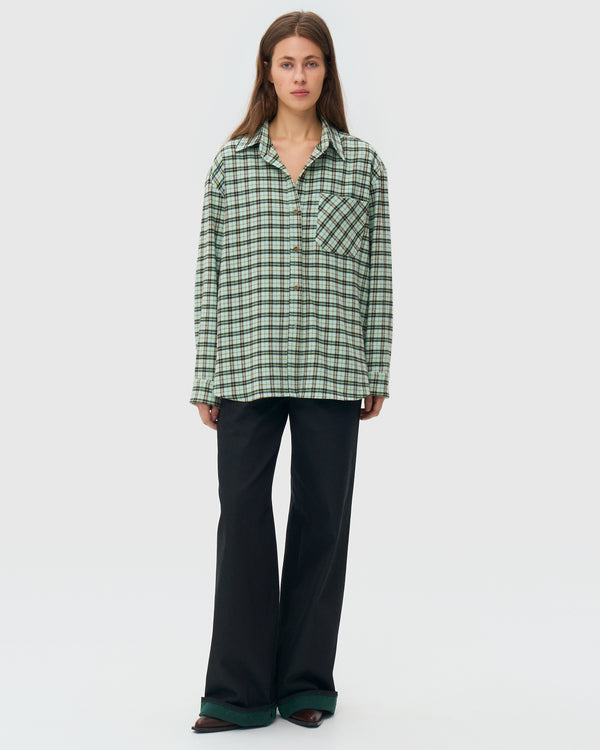 Oversized Plaid Shirt - Mint