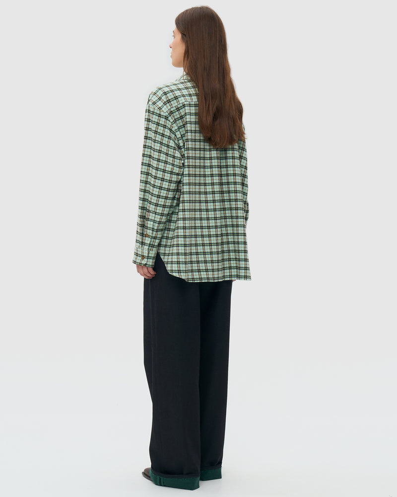 Oversized Plaid Shirt - Mint