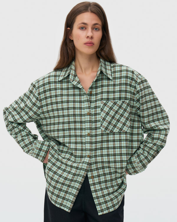 Oversized Plaid Shirt - Mint