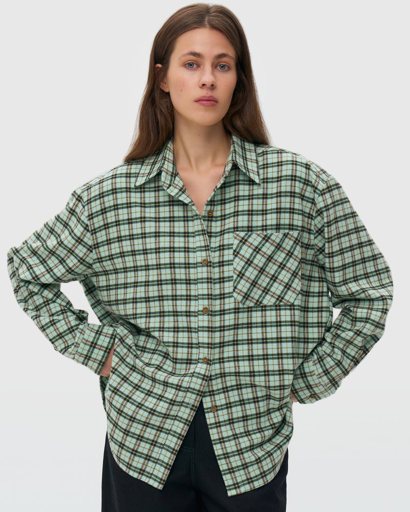 Oversized Plaid Shirt - Mint