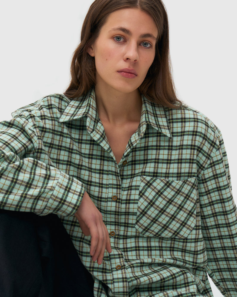 Oversized Plaid Shirt - Mint