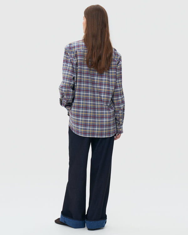 Oversized Plaid Shirt - Grey