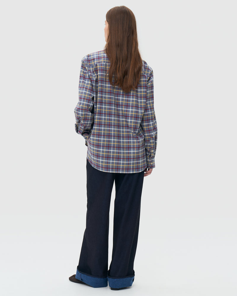 Oversized Plaid Shirt - Grey