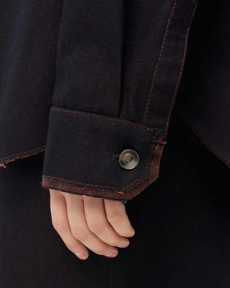 Oversized Denim Shirt - Brown