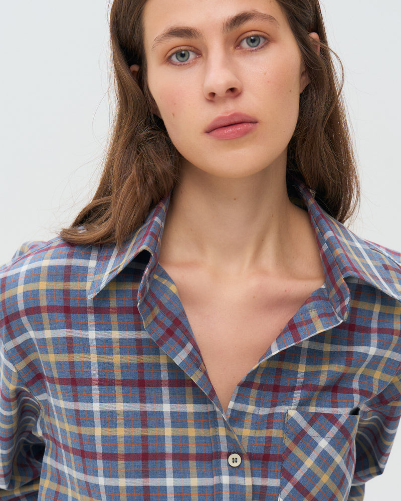 Oversized Plaid Shirt - Grey