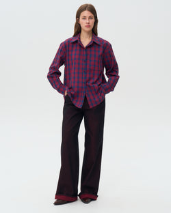 Oversized Plaid Shirt - Red
