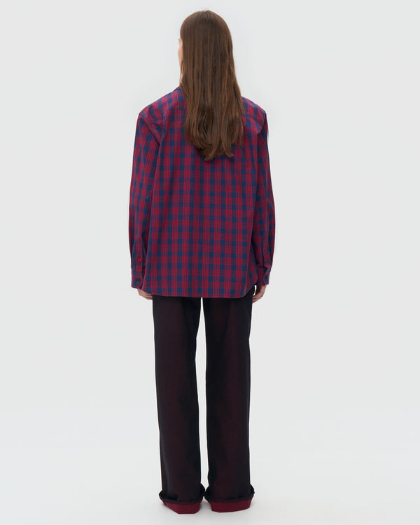 Oversized Plaid Shirt - Red