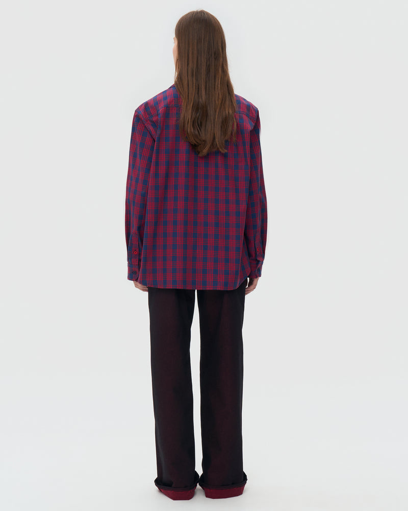 Oversized Plaid Shirt - Red