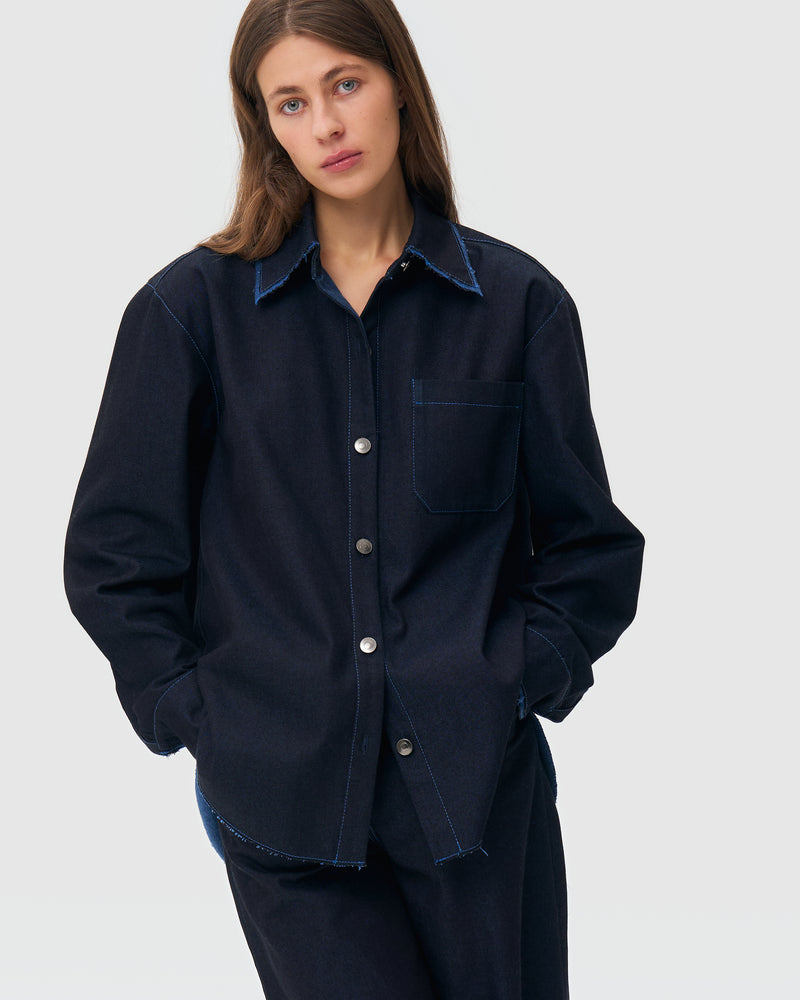 Oversized Denim Shirt - Blue