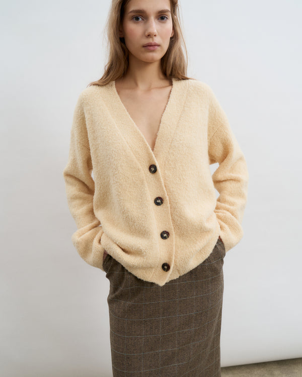 Baby Alpaca-Merino Wool Blend Cardigan - Butter Yellow