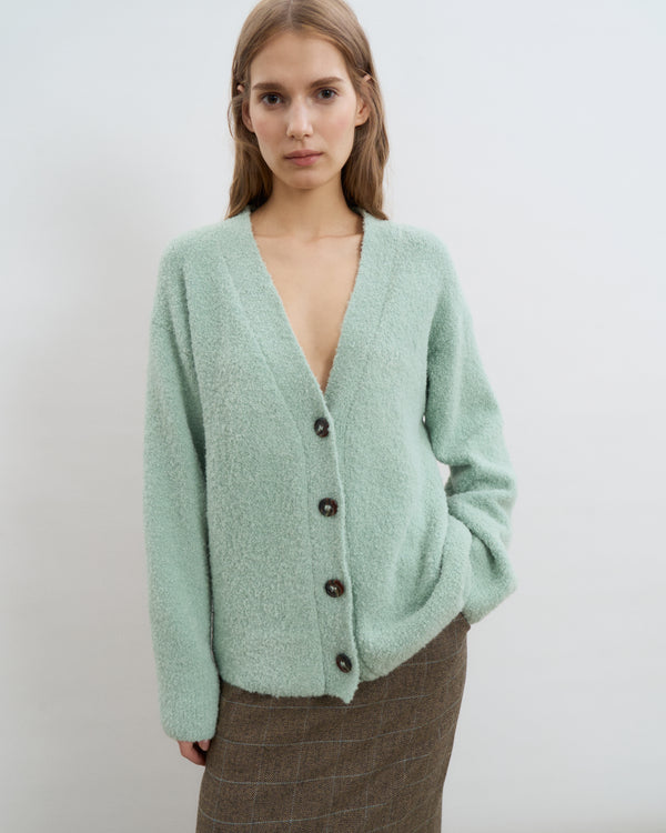 Baby Alpaca-Merino Wool Blend Cardigan - Mint