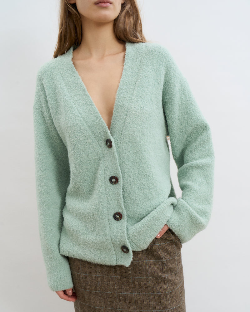 Baby Alpaca-Merino Wool Blend Cardigan - Mint