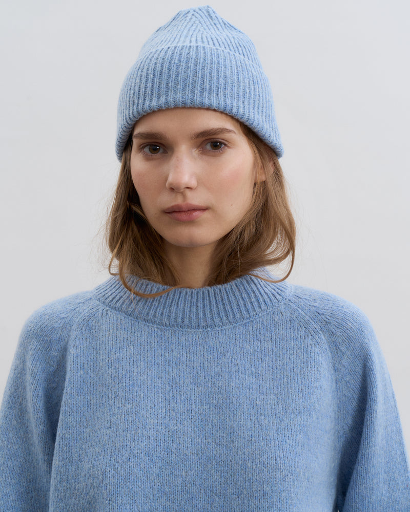 Merino Wool Beanie - Blue