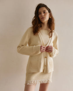 Cotton cardigan milky