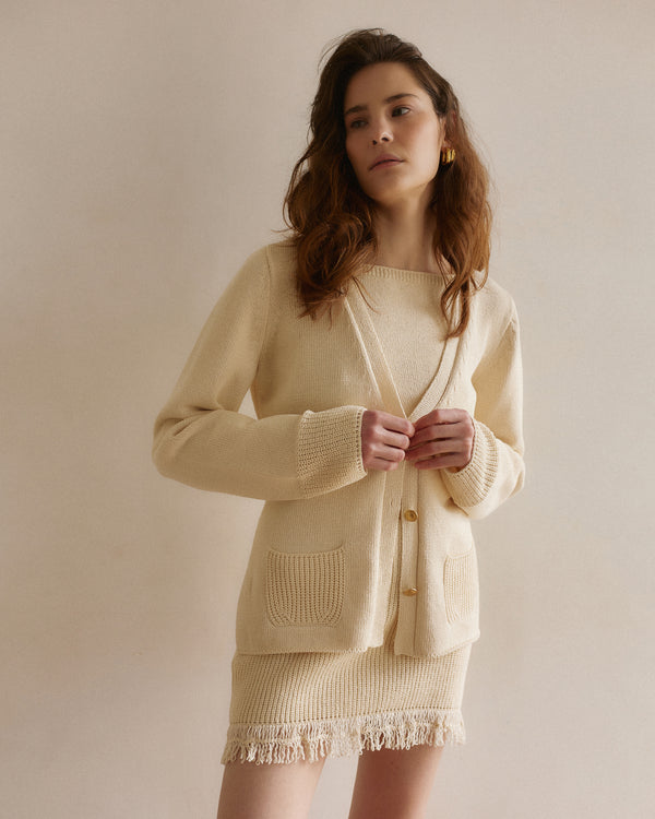 Cotton cardigan milky