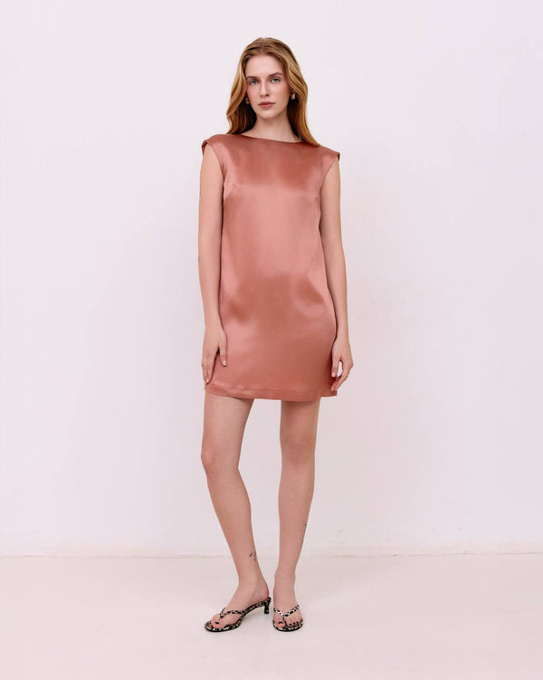 Mini dress with ties - Dusty Rose