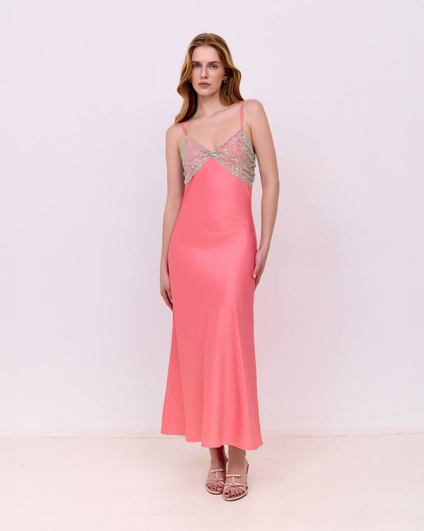 Midi slip dress - Peach