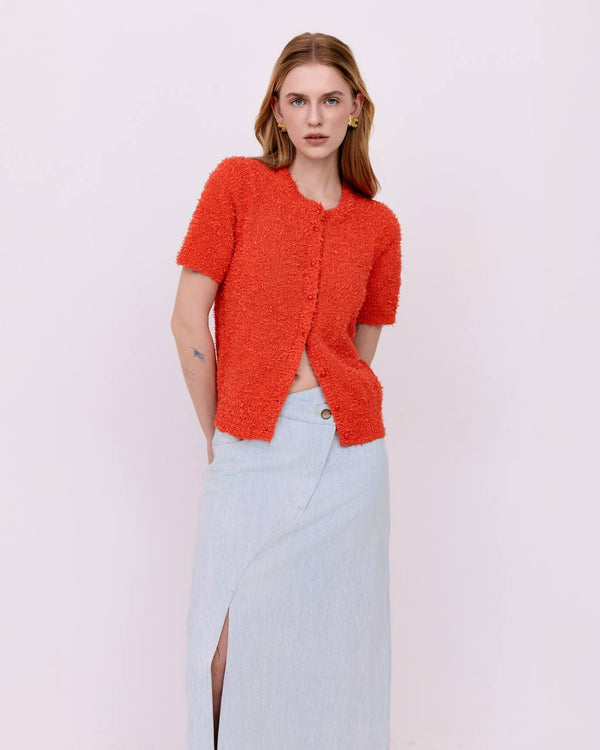 Cotton cardigan - Orange Red