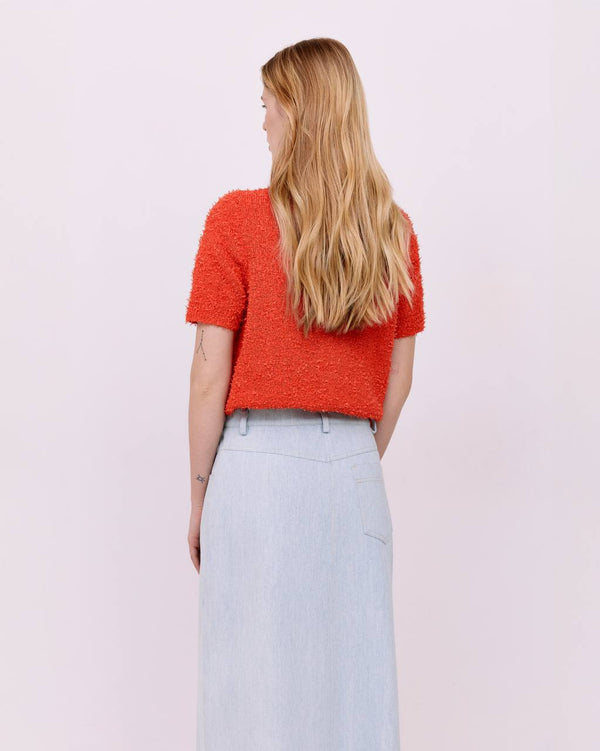 Cotton cardigan - Orange Red