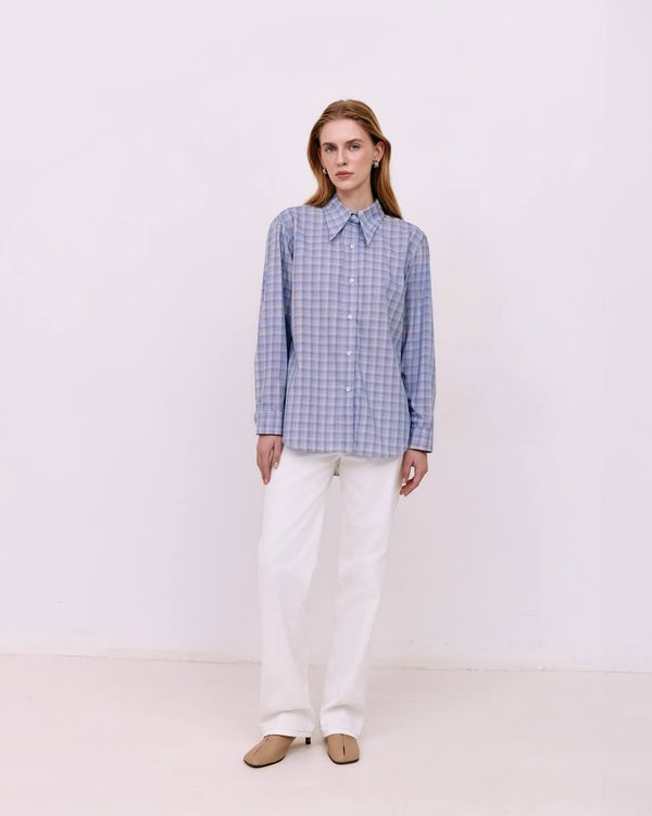 Plaid shirt - Blue-beige