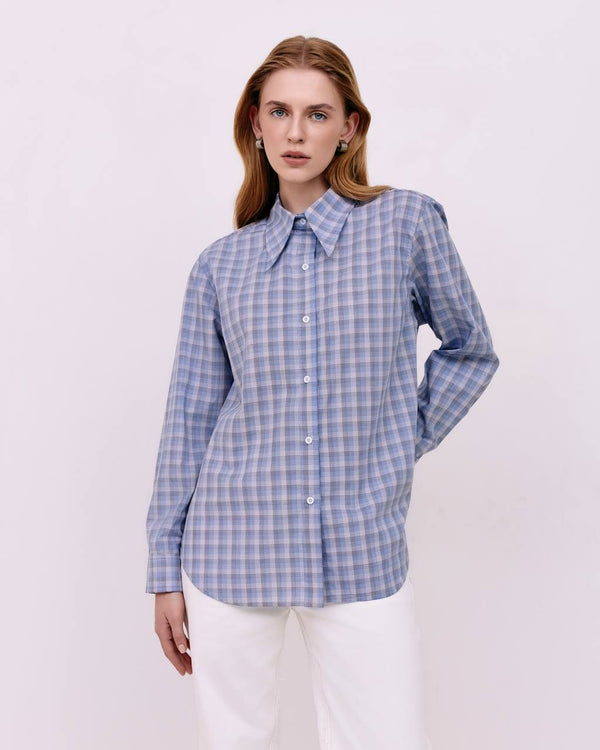 Plaid shirt - Blue-beige