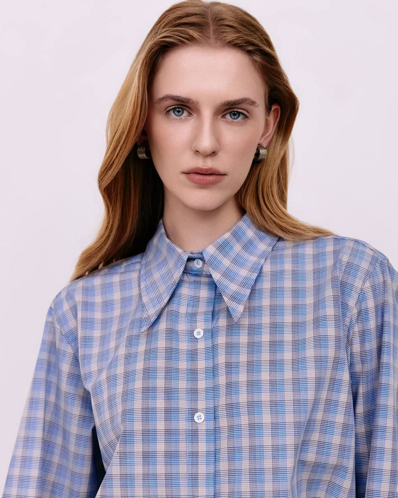 Plaid shirt - Blue-beige