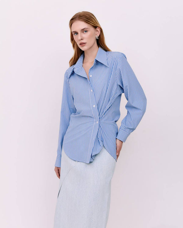 Shirt - Milky with a blue stripe