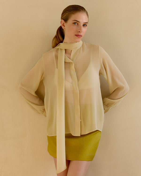 Silk chiffon shirt - Beige