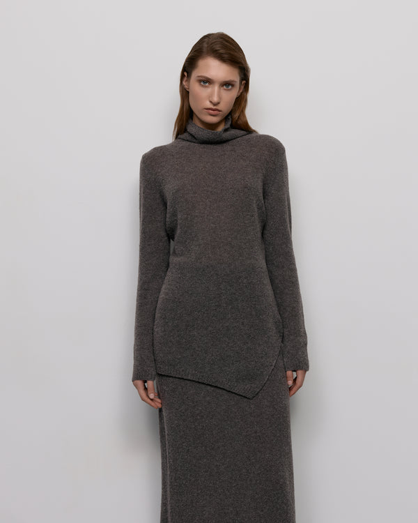 Asymmetric bouclé sweater - Gray