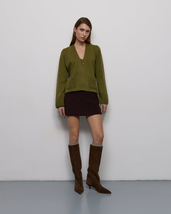 Fitted cardigan - Olive green