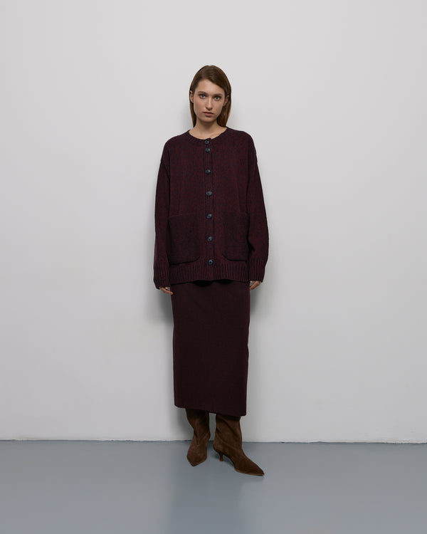 Long cardigan - Burgundy-blue