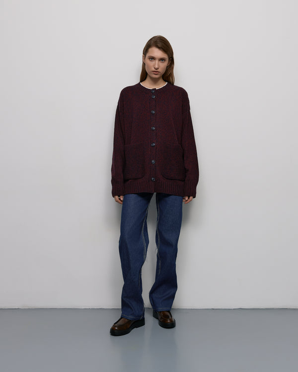 Long cardigan - Burgundy-blue