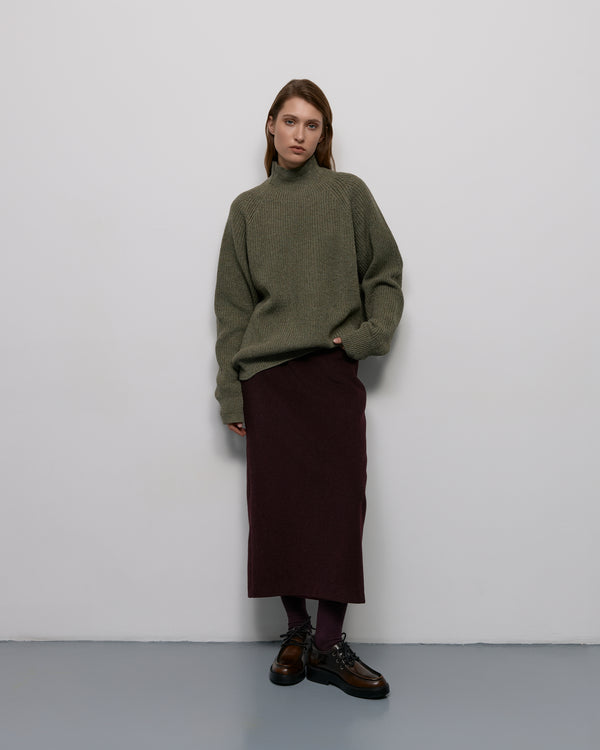 Purl knit sweater - Olive melange