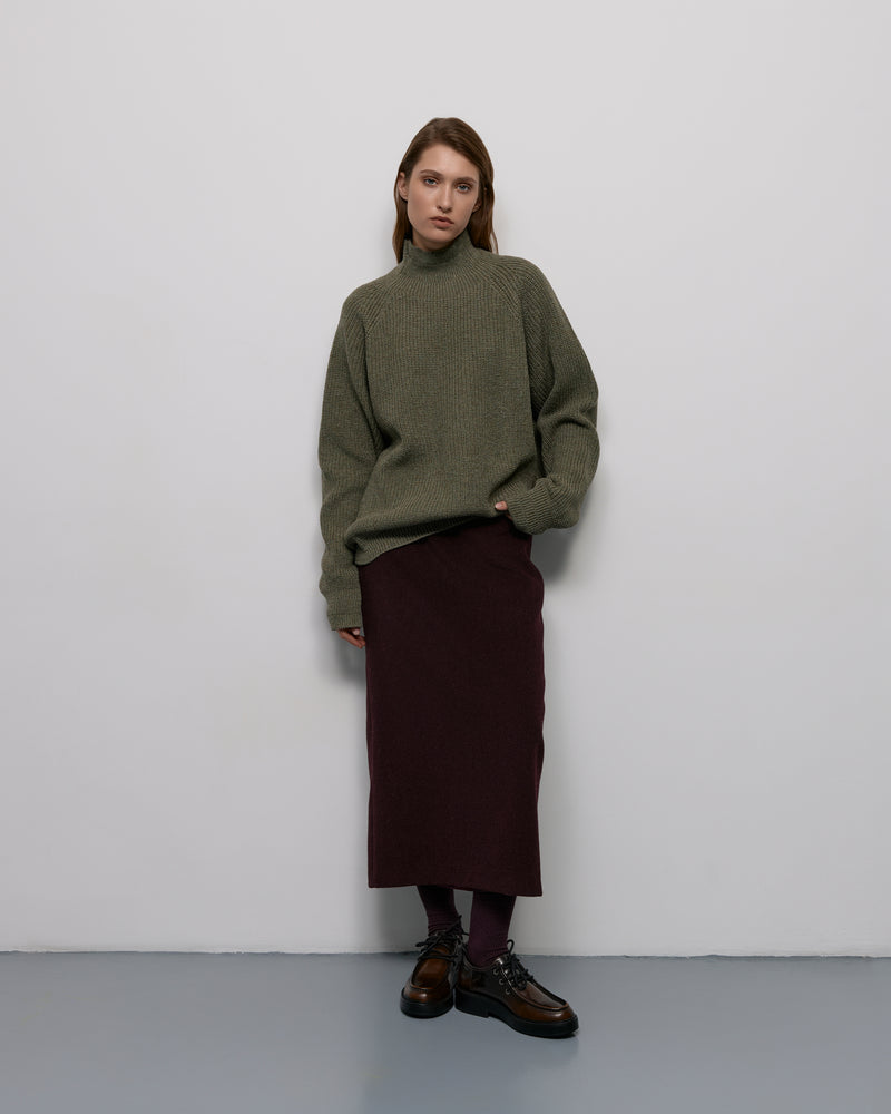 Purl knit sweater - Olive melange